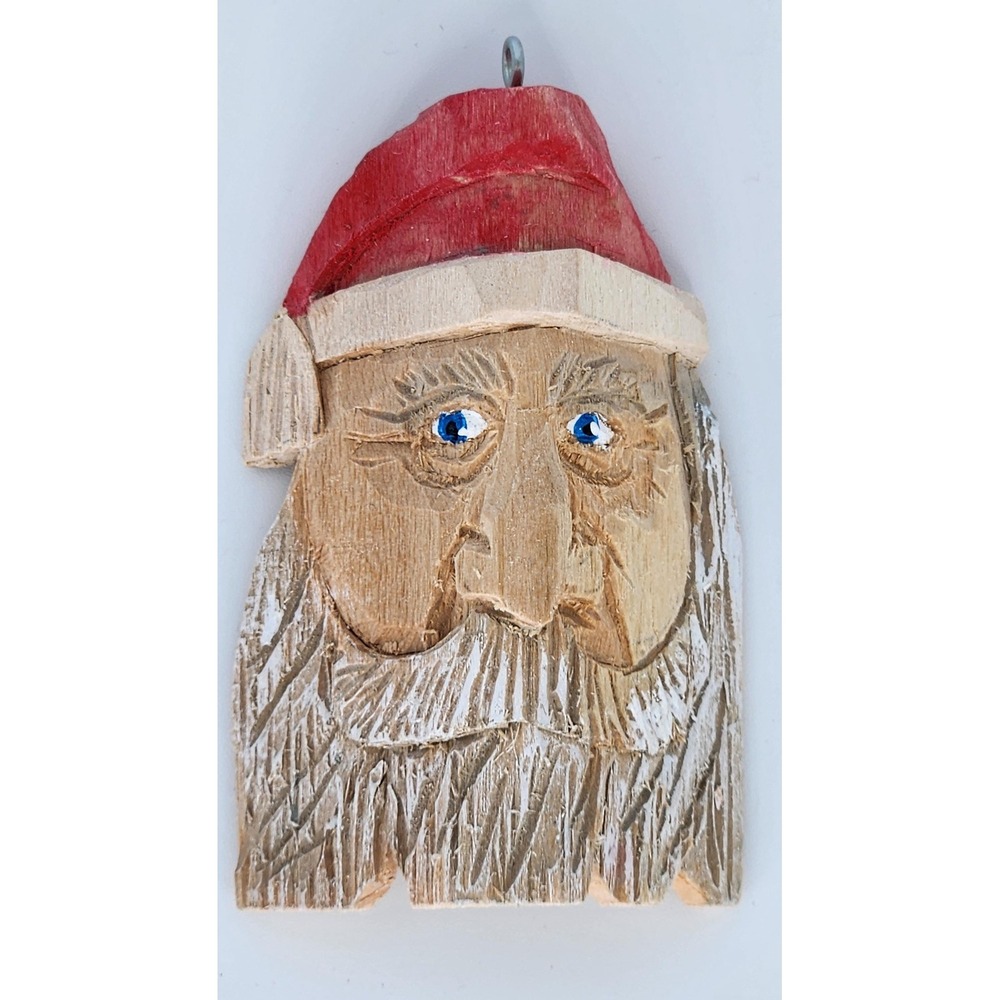 Hand‎ carved Santa ornament